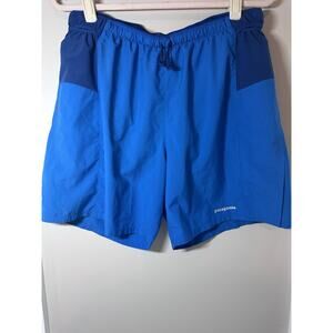 Patagonia Men's Blue Athletic Nylon Shorts Drawstring/Elastic Waist Pockets